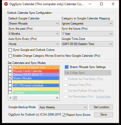 syncing google calendar with outlook 2016